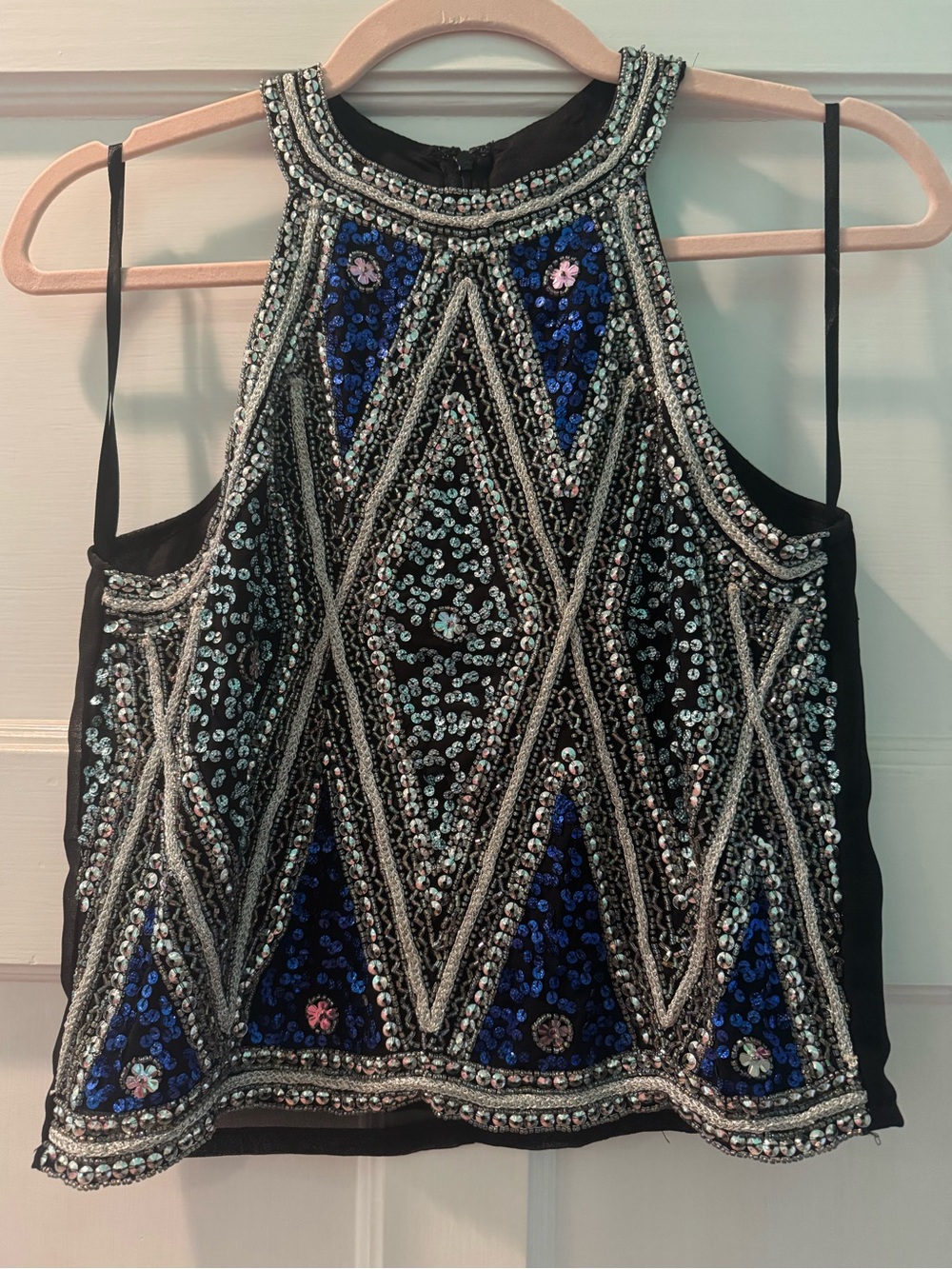 RAGA Sequin Embellished High Neck Blouse